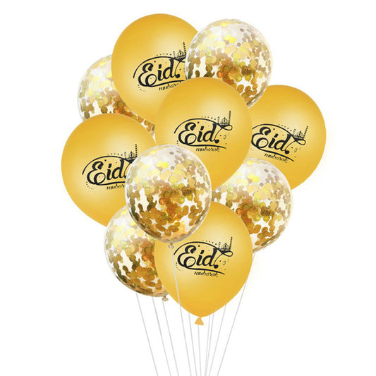 Eid Mubarak Balloons - Gold Balloons Set