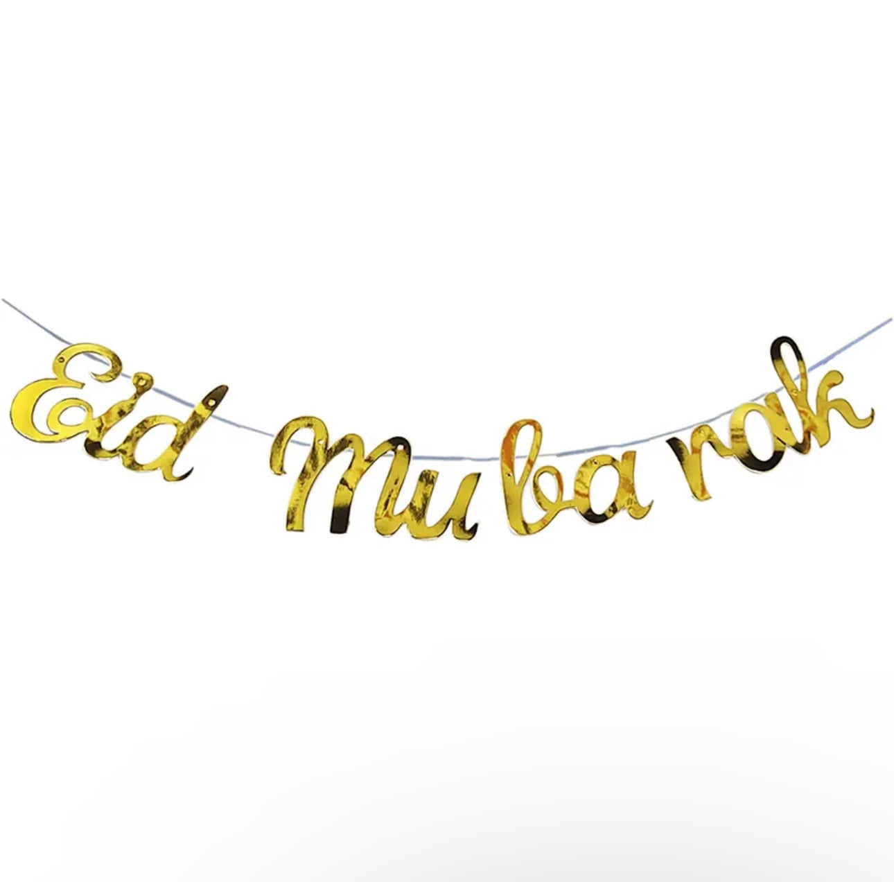 Eid Mubarak Letter Banner Gold