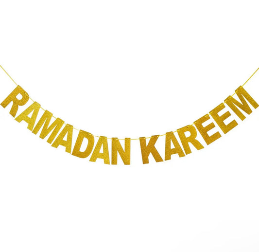 Ramadan Kareem Letter Banner - Gold Glitter