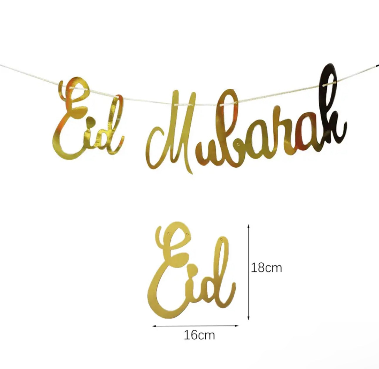 Eid Mubarak Letter Banner - Gold Foil