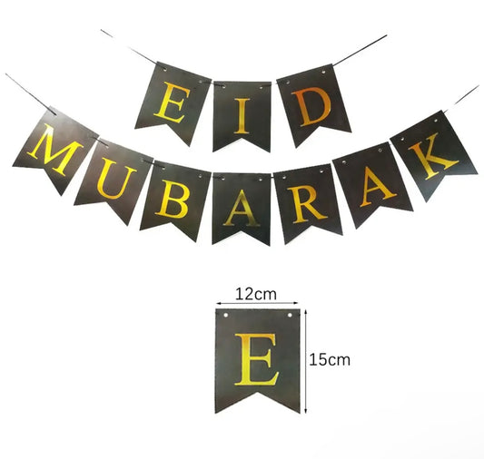 Eid Mubarak Banner - Black and Gold