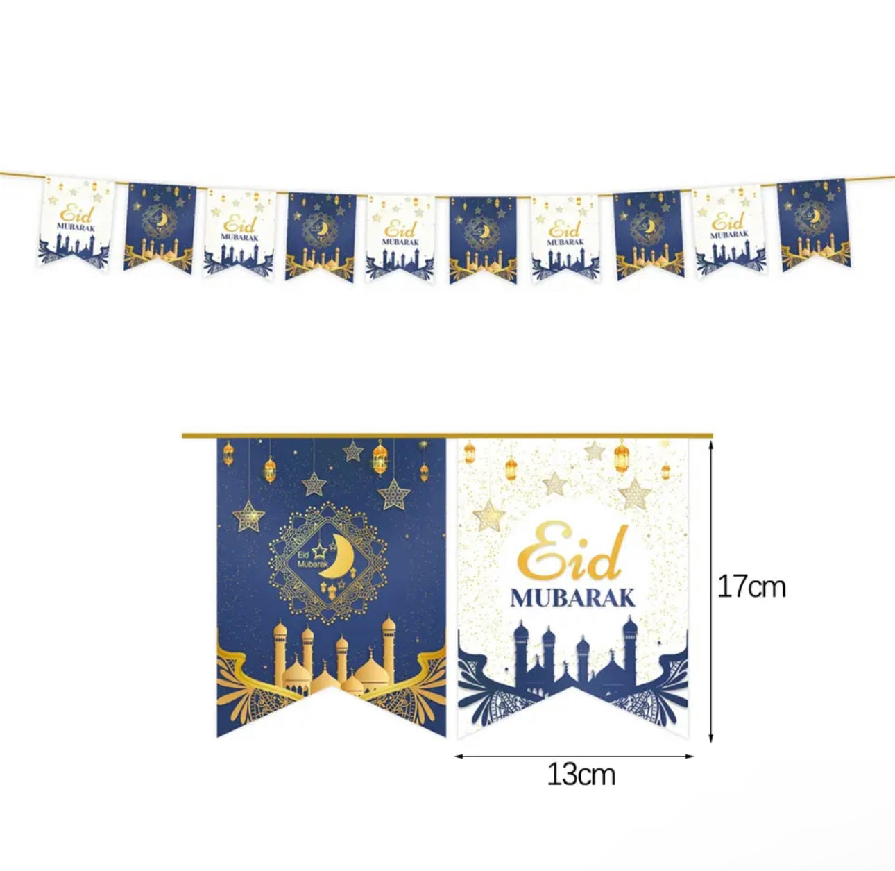 Eid Mubarak Banner - Blue and White