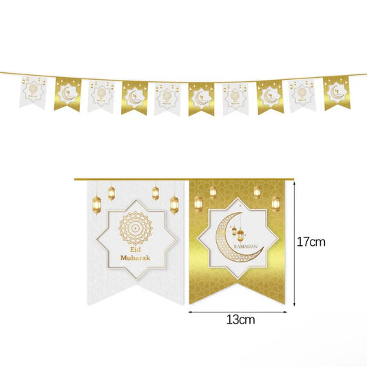 Eid & Ramadan Mubarak Banner - White and Gold