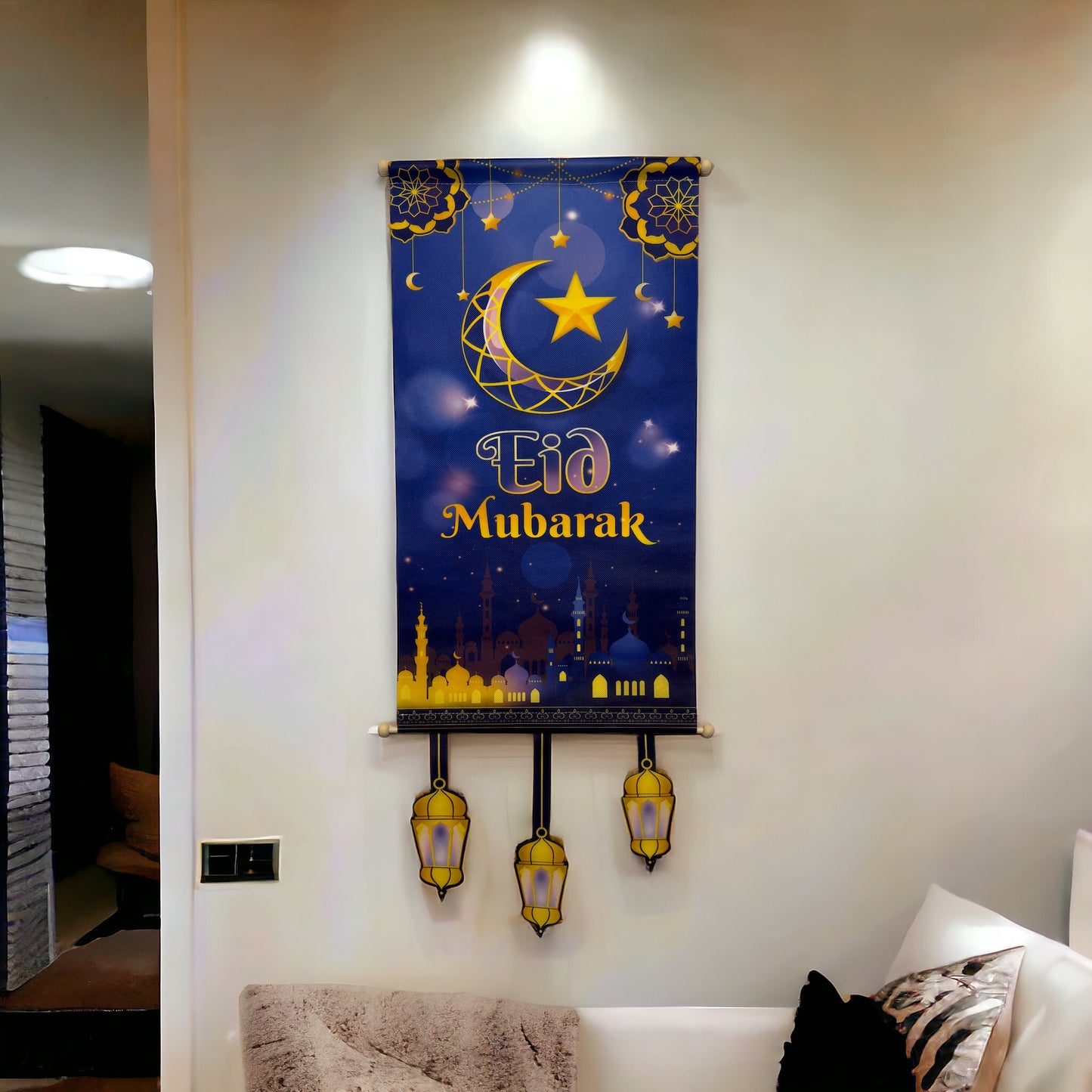 Eid Mubarak Banner - Dark Blue and Gold